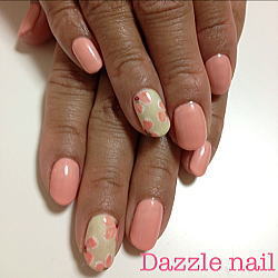 シャーベットオレンジと黄色の2カラージェルネイル