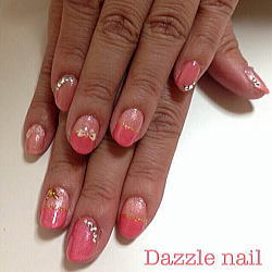 ラメ入りピンク2カラーのバイカラー