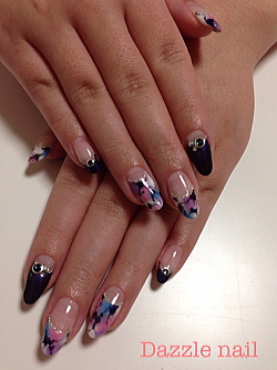 ラメ入りピンク2カラーのバイカラー