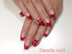 赤のフレンチジェルネイル
