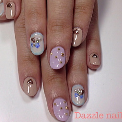 青のリボンジェルネイル