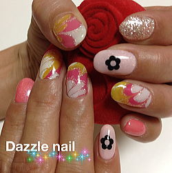 ピンク系のウォーターマーブル