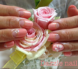 パールオレンジのジェルネイル