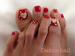 赤のフットネイル