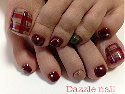 ベージュ、ボルドー、カーキを使った秋色フットジェル