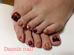 べっこう柄のフットジェルネイル